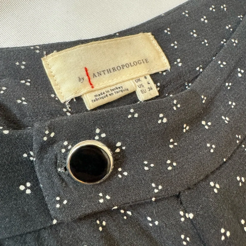 Anthropologie High Rise Wide Leg Cropped Gray-Black Patterned Trousers - Picture 6 of 9